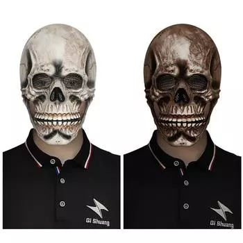 Маска с открытым ртом и черепом, ужас, латексные маски для косплея, реквизит для Хэллоуина бронзовый