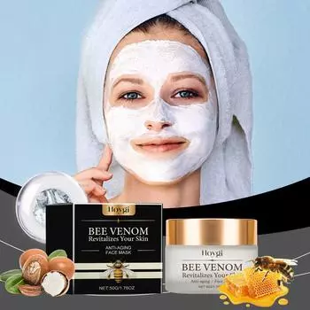Маска с пчелиным ядом Укрепляющая, увлажняющая, увлажняющая, осветляющая, уход за кожей против морщин, увлажняющая, отбеливающая и нежная маска для кожи 50g