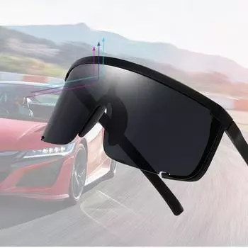 Маска с плоским верхом, ветрозащитная, солнцезащитные очки с УФ-фильтром, велосипедные очки, солнцезащитные очки с большой оправой, козырек чёрный