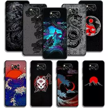 Маска самурая Дракона и Волка для Xiaomi Poco X3 Nfc X4pro X5 M3 для Mi 12 13 11 10 10t 8 Note10 Lite 11ultra 11t Pro F1, чехол For Mi Note 10 Lite