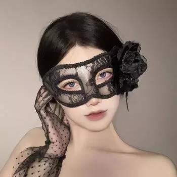 Маска Шар Цветочная Маска Полая Кружевная Сексуальная Маска Воздержания Ниша Секс Взрослые Вечеринки Аксессуары TS1208-1 Black