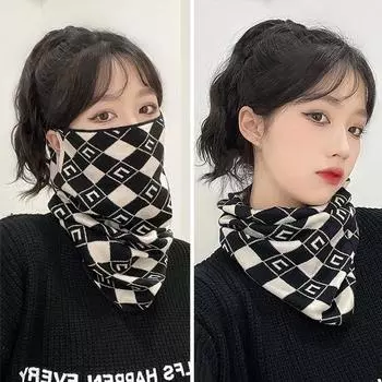 Маска-шарф с ушами для женщин, осенне-зимний теплый и холодный шарф, универсальный шарф