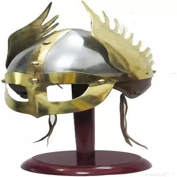 Маска шлема викинга реплика доспехов шлема воина с деревянной подставкой