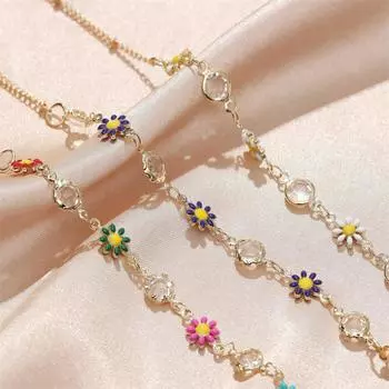 Маска шнурок ромашка мода богемный маска веревка анти-потеряшка инкрустация солнцезащитные очки шнурки ожерелье цветок многофункциональный фиолетовый