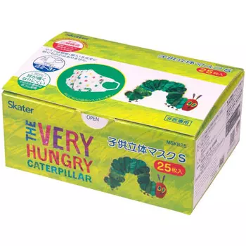 Маска-скейтер из нетканого материала 3D, 25 шт., в коробке, для детей 2-3 лет, голодная гусеница, для детей, увеличенный вес, 3-слойная структура MSKB25N-A