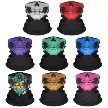 Маска скелета ужасов на Хэллоуин, многоцелевая маска-череп, маска-полумаска для лица для походов, кемпинга, бега зелёный