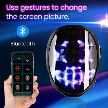 Маска со светодиодной подсветкой и Bluetooth, программируемая, сделай сам, персонализированная маска на Хэллоуин, маскарадная вечеринка, косплей, крутая No Bluetooth