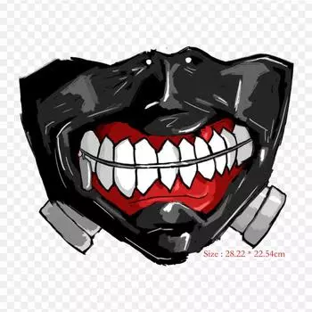 Маска Токийского Гуля Кен Канеки Анимация Косплей Маска Токийский Гуль Железные На Заплатки Для Одежды Аппликации Наклейки На Одежду Термочувствительный Пользовательский Патч