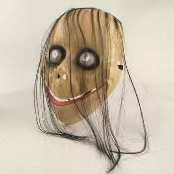 Маска ужасов на Хэллоуин с длинными волосами Забавная маска V-образная маска для рта Маска Момо