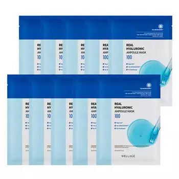 Маска Wellage Real Hyaluronic Ampoule, 1 упаковка, 10 штук