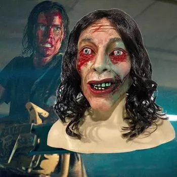 Маска Зла из фильма ужасов, женская маска призрака с париком, кровавая маска дьявола, страшная латексная маска для карнавала на Хэллоуин One Size