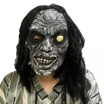 Маска зомби-пародии на ужасы с одним глазом и черными волосами для розыгрышей One size серый