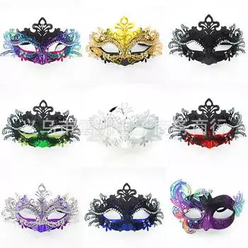 Маскарадная маска для женщин, красочная роспись, инкрустированная стразами, металлическая крышка на половину лица, костюм для косплея