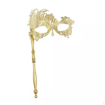 Маскарадная маска, костюм, аксессуар, ручная металлическая вечеринка с палкой для карнавала, фестиваля Марди