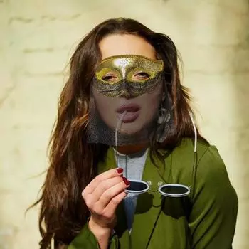 Маскарадная маска с сетчатой вуалью для мужчин и женщин Маска для косплея Марди Гра чёрный