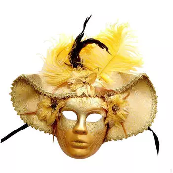 Маскарадная маска, вечеринка на Хэллоуин в винтажном стиле, полное лицо, аксессуары для костюма на Хэллоуин, золотой