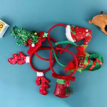 Маскарадный мультфильм, милые аксессуары для волос, Рождественская повязка на голову, обруч для волос с рождественской елкой, повязка для волос с рогами 2