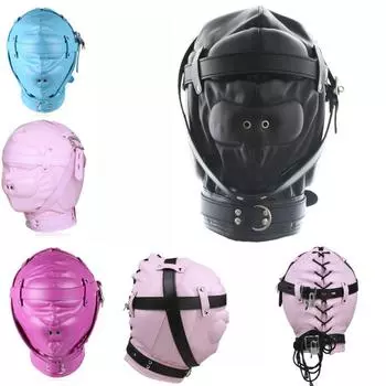 Маски для косплея, превосходная искусственная кожа, фетиш-капюшон, головной убор с ртом, вечерние маски, игрушки, игры чёрный