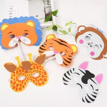 Маски для лица животных, маски для вечеринки с мультяшными животными, фетровая маска с животными джунглей для лесных тематических костюмов на Хэллоуин, поставки