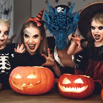 Маски Красного Дьявола на Хэллоуин, Маска Дракона Ужасов, Карнавальная Вечеринка Марди Гра, PU Пена, 3D Маска Дракона, Маскарад, Косплей Реквизит синий