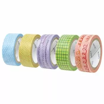 Masking tape made in Japan by Kamiso Commercial Saien Supervised by Miki Tamura picture set 1 5 cm Width 7 m roll Co., Ltd. Tear-off 5-volume