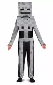 Маскировка Minecraft Скелет Костюм Детский Видеоигра Вдохновленный Персонаж Наряд Классический Детский Размер S Серый (4-6) серый