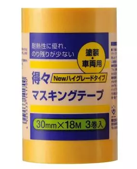 Маскирующая лента Handy Crown Tokutoku HG желтая ширина 30 мм x длина 18 м (3 рулона) [Лента для отверждения] жёлтый