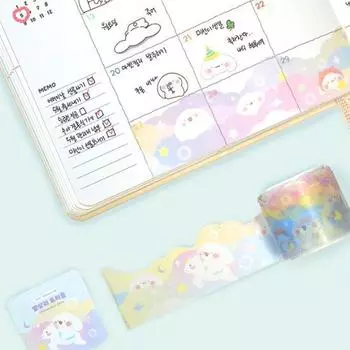 Маскирующая лента Jelly Crew Mansangli Rabbits, вырезанная высечкой, 4 типа. Выберите 1, популярная фраза в Корее. Cloud Die Cut Masking Tape (On)