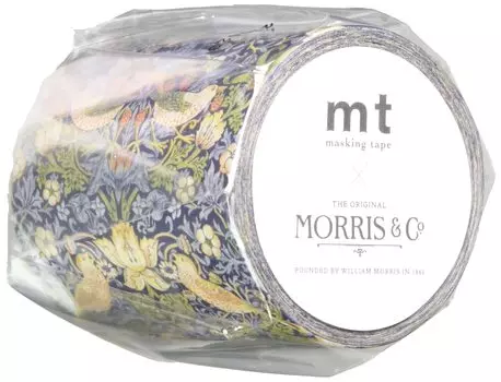 Маскирующая лента Kamoi Kagami mt William Morris Strawberry Thief MTWILL26 Индиго/Минеральный 50 мм7 м