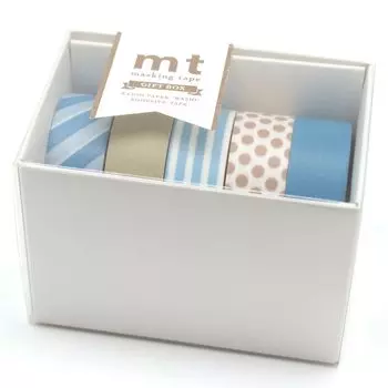 Маскирующая лента Kamoi Kakoshi MT в подарочной коробке, сероватая, 15 мм x 7 м, набор из 5 объемов MT05G014