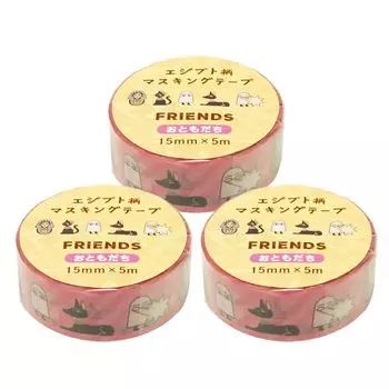Маскирующая лента TOHKIN с египетским узором Friends Pink 3 Volume Set Width 15mm x 5m EGY-MT2-3 розовый