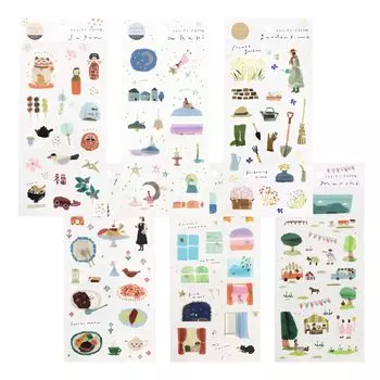 Маскирующая печать Kamiso Sansho SAIEN Miki Tamura Seal 7 Набор из 6 шт. 9 x Сделано в Японии 78002027 (Япония/Акари/Время в саду/Гостиная/Окна/Марш) приблизительно. 17.5cm