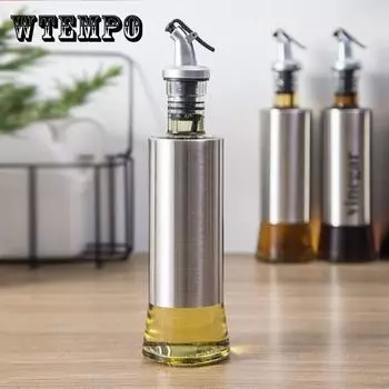 Масленка Стеклянная Бытовая Кухня Бутылка масла из нержавеющей стали Герметичная кастрюля для уксуса Маленький масляный бак Бутылка для соуса и уксуса Бутылка для приправ one size