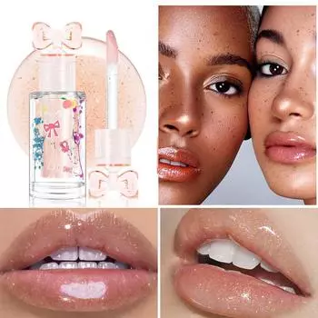 Масло для губ Bow Tie Lip Oil с фруктовым ароматом, натуральное, длительное, питательное, увлажняющее, прозрачное, перламутровое, зеркальное, медовое
