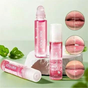 Масло для губ с персиковым медом, мягкий лосьон для ухода за губами, пленкообразующий праймер для губ, увлажняющий прозрачный бальзам для губ против растрескивания. Подарки ко Дню святого Валентина. розовый