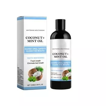 Масло для полоскания рта с маслом и скребком для языка внутри коробки - натуральный бесплатный ополаскиватель для полости рта, который помогает освежить дыхание, отбелить зубы и сделать их более здоровыми 100 мл One Size