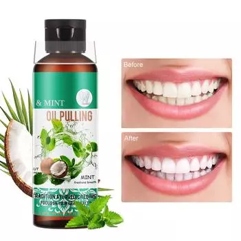 Масло для полоскания рта с маслом мяты, ополаскиватель для полости рта, освежает дыхание, отбеливает зубы, здоровье полости рта, 60 мл белый