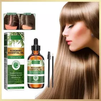Масло для роста волос с розмарином укрепляет волосы органическое масло для укрепления волос с розмарином масло розмарина 60 мл с кисточкой для туши + кистью для подводки глаз One size