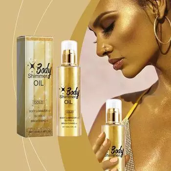 Масло для тела с блестками, натуральное увлажняющее масло для сияния тела, гладкая текстура для лица и тела, 100 мл, легкое масло с блестками для тела, долговечное быстросохнущее масло, 100 мл One Size