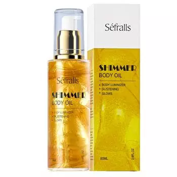 Масло для тела Sfralls Shimmer Body Oil 80 мл, жидкий люминайзер для лица и тела, увлажняющий легкий мерцающий блеск, жидкий хайлайтер для макияжа Роскошное масло для кожи тела золотой