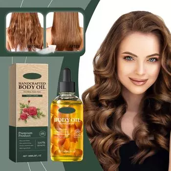 Масло для тела «Ваниль и роза» ручной работы 60 мл Питает и ухаживает за кожей Массажирует и увлажняет кожу всего тела One Size