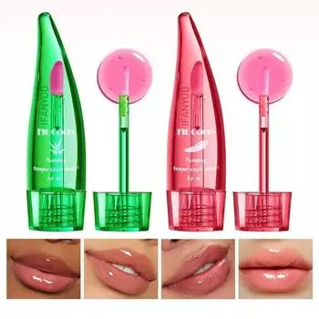 Масло для увеличения объема губ с алоэ вера и перцем чили | Изменение цвета под воздействием температуры | Увлажняющий и увлажняющий блеск для губ для более полных губ зелёный