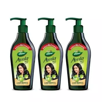 Масло для волос Dabur Amla - 550 мл (Пакет из 3) | Для крепких, длинных и густых волос | Питает кожу головы | Контролирует выпадение волос, укрепляет волосы