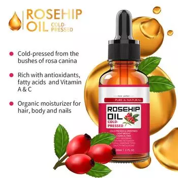 Масло шиповника, растительное масло, увлажняющее и укрепляющее масло для лица, для ровного тона кожи и устранения тусклости, 30 мл One Size белый