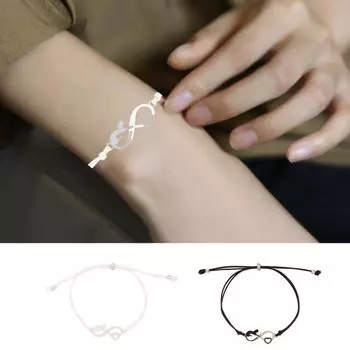 Маслокапельная плетеная регулируемая мягкая веревка ручной работы с сердечком любви и черной кошкой чёрный