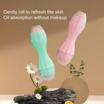 Маслопоглощающий валик с вулканическим камнем, двойной головкой, карманного размера, съемный контроль масла для лица, вулканический валик для лица, инструмент для макияжа хаки