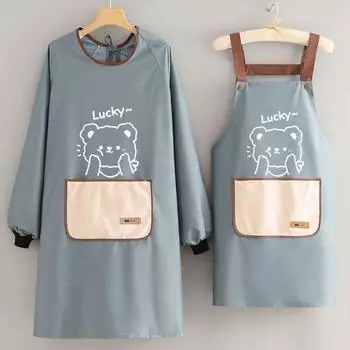 Маслостойкий кухонный фартук с длинными рукавами и карманами, рабочая форма для поваров, фартук для готовки на кухне Style 1