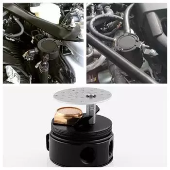 Маслоуловитель Компактный перегородчатый маслоуловитель Универсальный Компактный головоломка с 2 отверстиями Алюминиевый маслоуловитель Высококачественный топливный бак чёрный