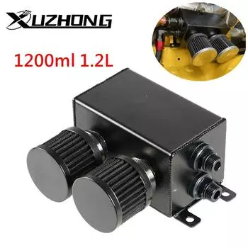 Маслоуловитель резервуар AN8 с фильтром сапуна гоночный 1200 мл 1.2L двойной перегородкой двойной фильтр двигатель автомобильные аксессуары чёрный