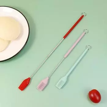 Масляная кисть, легко окунаемая, непушистая, регулируемая, силиконовая, для выпечки, кисточка для приготовления барбекю, кондитерская кисть для приготовления пищи красный